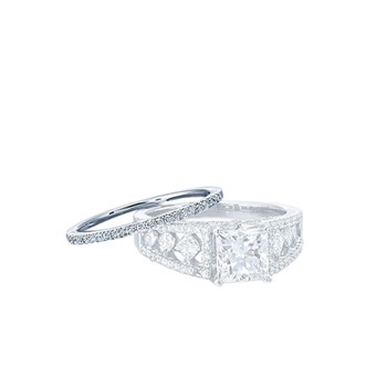 Ladies Matching White Gold .15ct tw Diamond Wedding Band Mounting